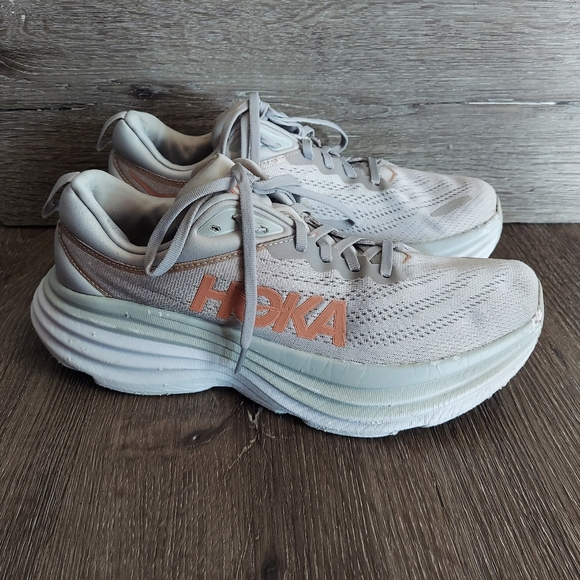 Hoka One One Womens Bondi 8 Gray Running Shoes Sneakers Size 10B - Picture 1 of 13